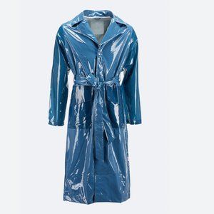 RAINS Two Tone Blue Waterproof Trench Coat